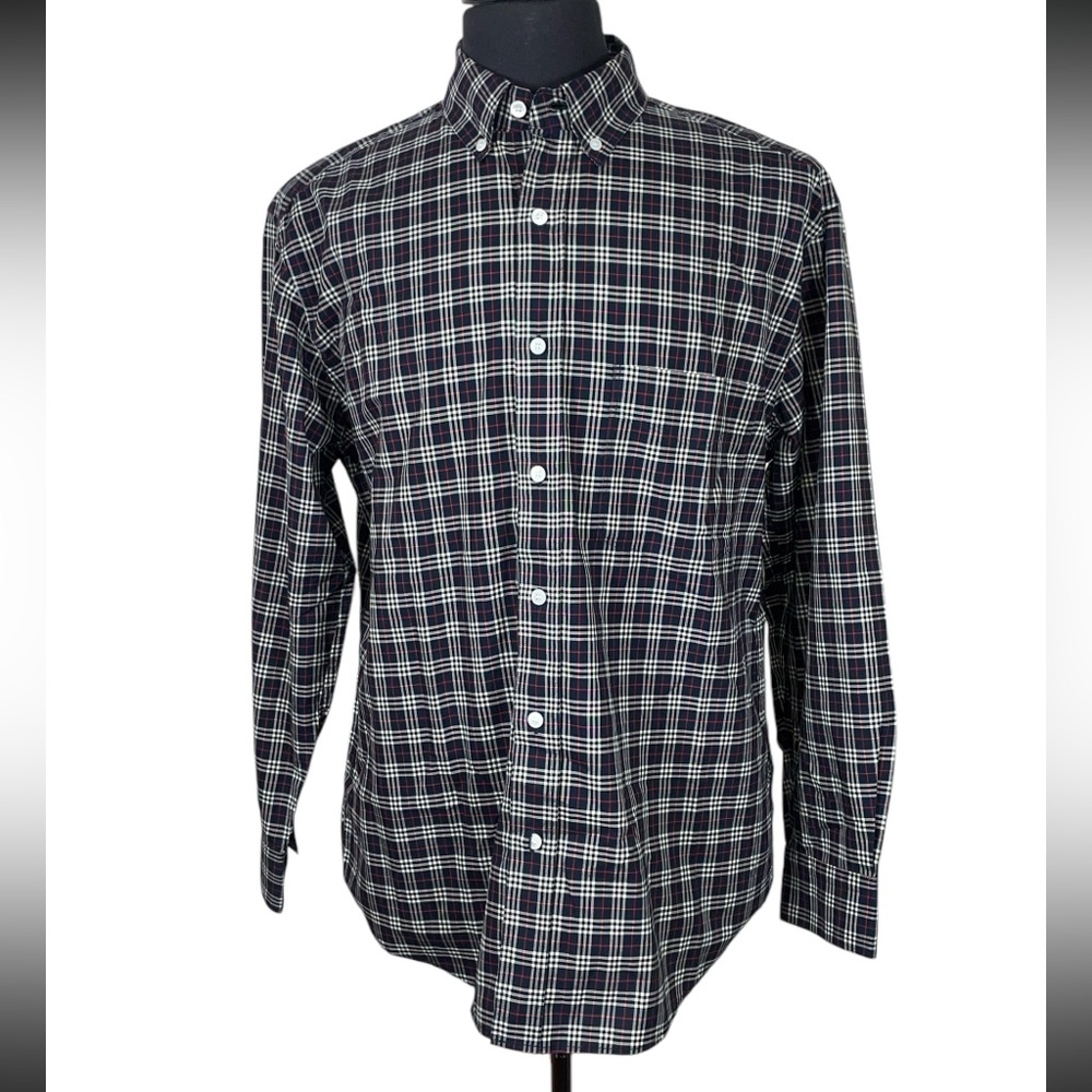 MUST HAVE BURBERRY LONDON ENGLAND BUTTON DOWN PLAID SHIRT SZ L MINT